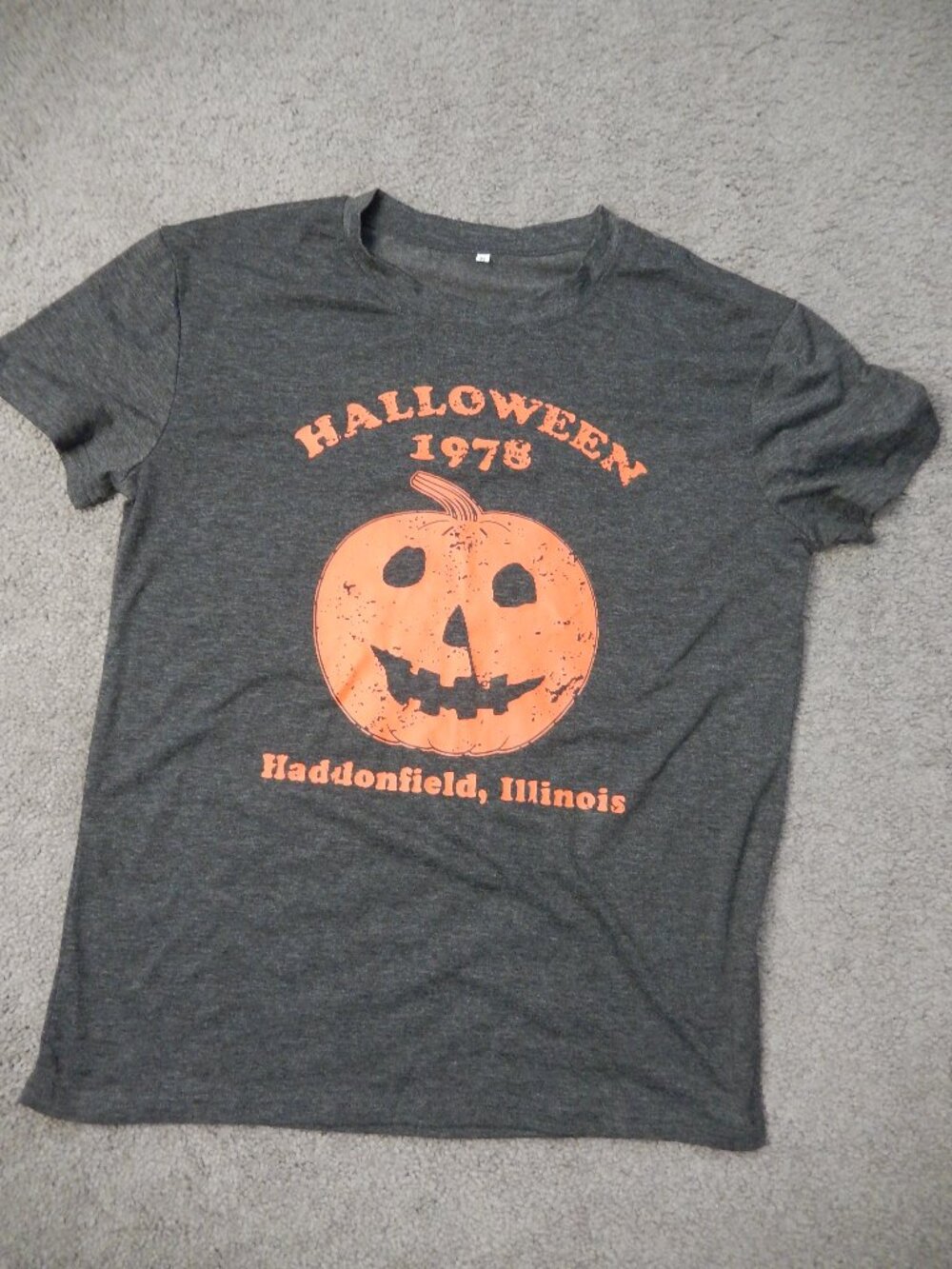 Halloween Movie 1978 Michael Myers Pumpkin T-Shirt (Medium, Grey)